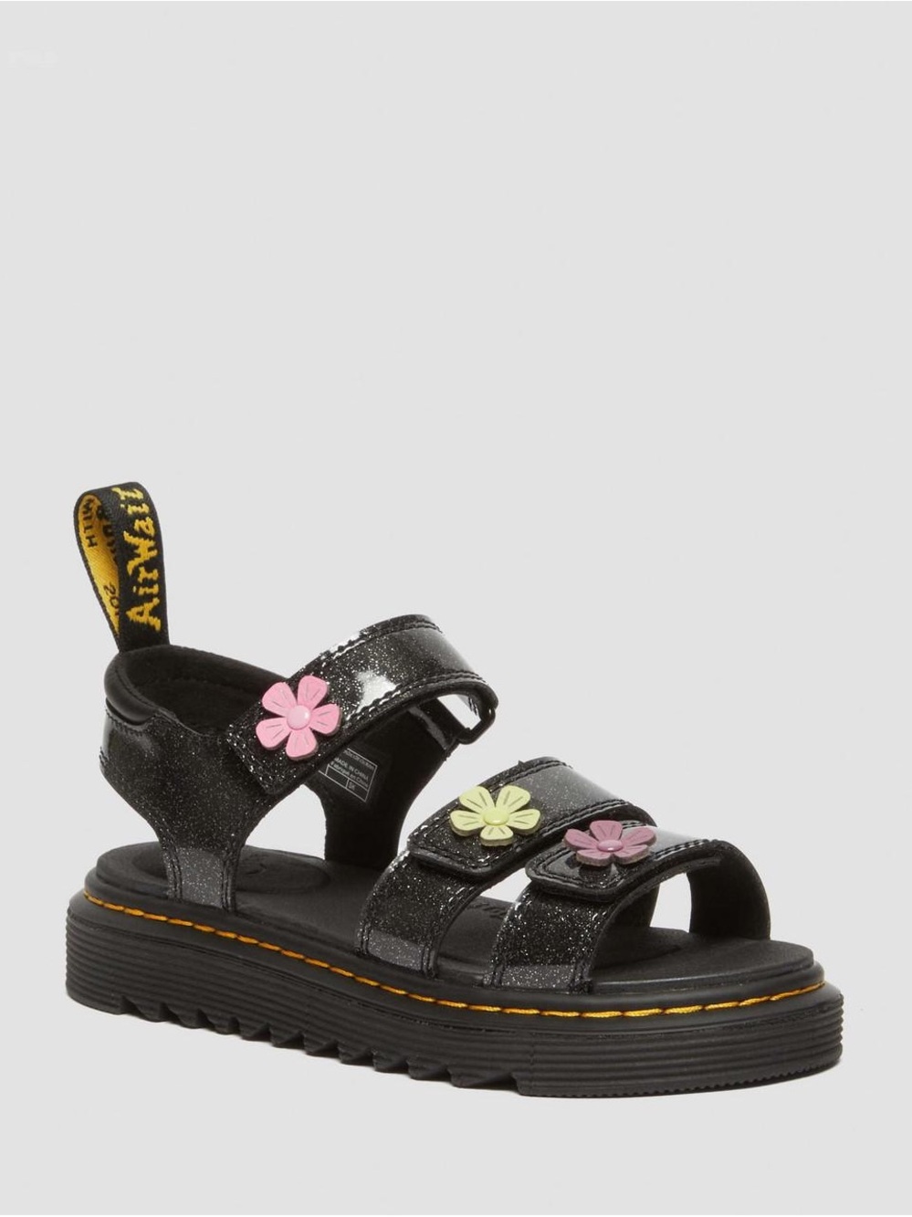 Dr Martens JUNIOR KLAIRE Coated Glitter Velcro Sandals size 2